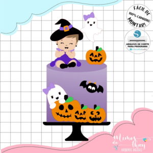 Arquivo de Corte: Topo de Bolo Bruxinha Baby Halloween 034