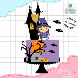 Arquivo de Corte: Topo de Bolo Bruxinha Baby Halloween 039
