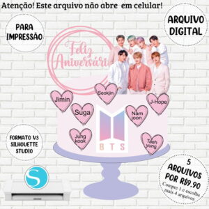 Arquivo de Corte Topo de Bolo Bts Rosa #804