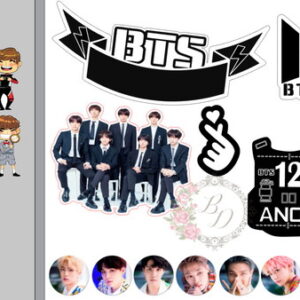 ARQUIVO DE CORTE - TOPO DE BOLO BTS + APLIQUE