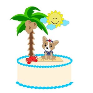 Arquivo de Corte Topo de Bolo Cachorro Marinheiro - Praia