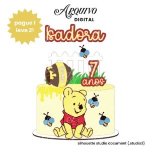 Arquivo de Corte Topo de Bolo Camadas Ursinho Pooh