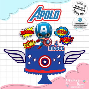 Arquivo de Corte: Topo de Bolo Capitão América Baby 009