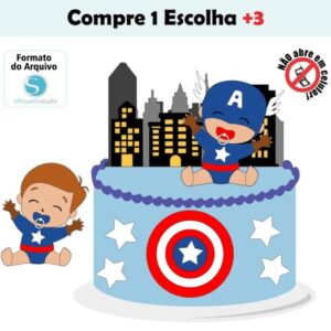 Arquivo de Corte Topo de Bolo Capitao America Bebê