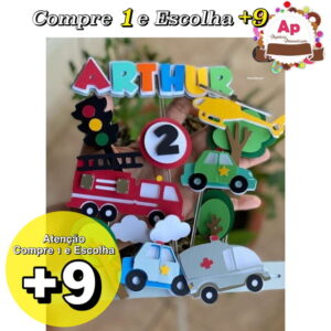 Arquivo de Corte Topo de Bolo Carrinhos - Studio