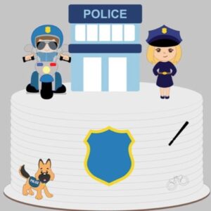 Arquivo de Corte Topo de Bolo Carros de Políciais em Camadas