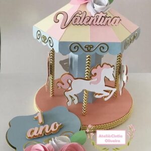 Arquivo de Corte Topo de Bolo Carrossel Studio+brinde