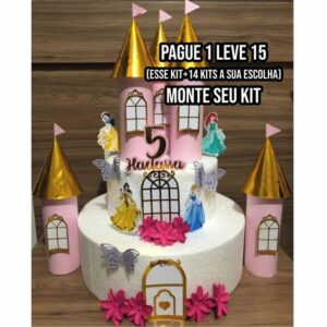 Arquivo de Corte Topo de Bolo Castelo Princesas Disney 2