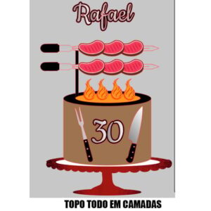 Arquivo de Corte Topo de Bolo Churrasco 4 + BRINDE