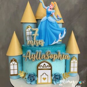 Arquivo de Corte: Topo de Bolo Cinderela + Castelo 3d 007