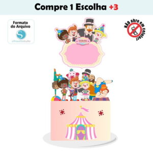 Arquivo de Corte Topo de Bolo Circo Bita - Impresso