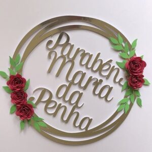 Arquivo de Corte Topo de Bolo Circular com Flor