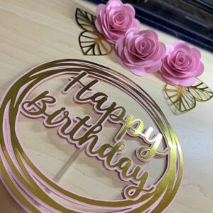 Arquivo de corte topo de bolo circular happy birthday