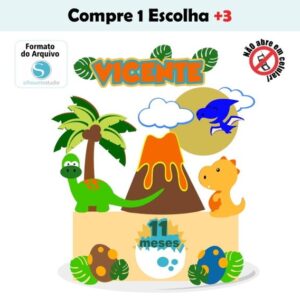 Arquivo de Corte Topo de Bolo Dinossauro Baby