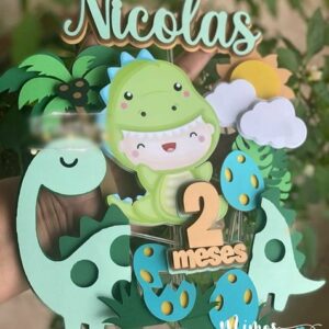Arquivo de Corte: Topo de Bolo Dinossauro Cute 020