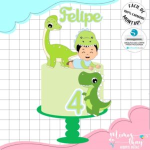 Arquivo de Corte: Topo de Bolo Dinossauro Menino Bebê 027