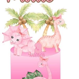 ARQUIVO DE CORTE TOPO DE BOLO Dinossauro rosa