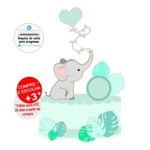 Arquivo de Corte Topo de Bolo Elefante Bebê