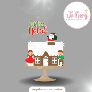 Arquivo de Corte - Topo de Bolo em Camadas Feliz Natal 2