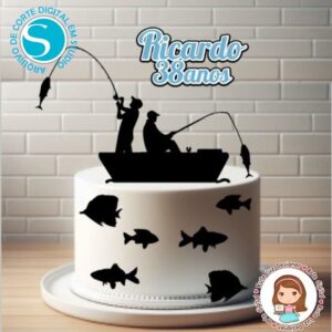 Arquivo de Corte Topo de Bolo em Studio - Pescaria Cod:263
