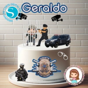 Arquivo de Corte Topo de Bolo em Studio - Policial Cod:028