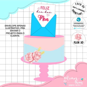 Arquivo de Corte: Topo de Bolo Envelope 3d Dia das Mães 074