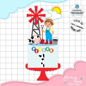 Arquivo de Corte: Topo de Bolo Fazendinha Cute 031
