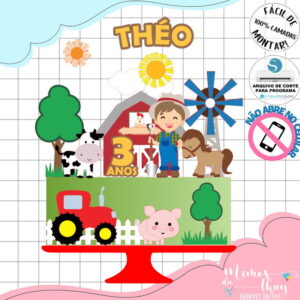 Arquivo de Corte: Topo de Bolo Fazendinha Menino Cute 034