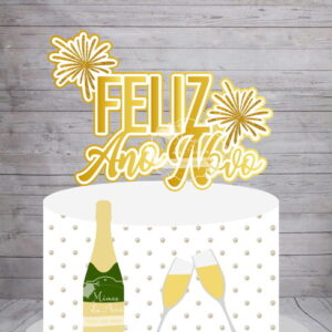 Arquivo de corte Topo de bolo Feliz ano novo em camadas