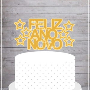 Arquivo de corte Topo de bolo Feliz ano novo em camadas
