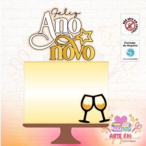 Arquivo de Corte: Topo de Bolo Feliz Ano Novo