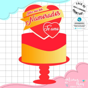 Arquivo de Corte: Topo de Bolo Feliz Dia dos Namorados 019