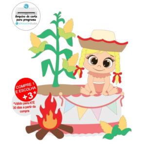 Arquivo de Corte Topo de Bolo Festa Junina Menina