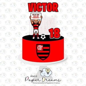 Arquivo De Corte Topo De Bolo - Flamengo Gabigol C/ Trave 3d