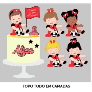 Arquivo de Corte Topo de Bolo Flamengo Menina