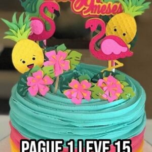 Arquivo de corte topo de bolo Flamingo Tropical Camadas ST