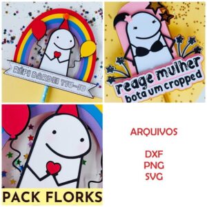 Arquivo de corte topo de bolo Flork #17 (STU DXF PNG SVG)
