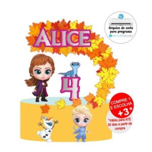 Arquivo de Corte Topo de Bolo Frozen - Folhas