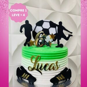 Arquivo de Corte Topo de Bolo Futebol com Bola e Chuteira