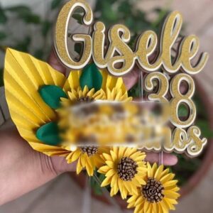 Arquivo de Corte: Topo de Bolo Girassol 3d Flores 003