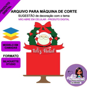 Arquivo de Corte Topo de Bolo Guirlanda Papai Noel