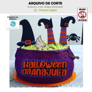 Arquivo de Corte Topo de Bolo Halloween Caldeirão