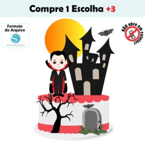 Arquivo de Corte Topo de Bolo Halloween - Dracula