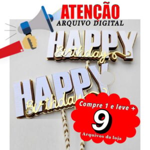 Arquivo De Corte Topo De Bolo - Happy Birthday