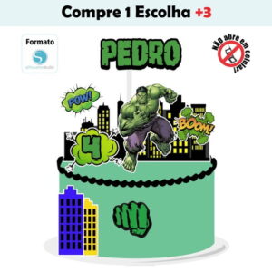 Arquivo de Corte Topo de Bolo Hulk - Impresso*