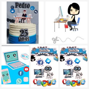 Arquivo de Corte Topo de Bolo Informática + Brinde