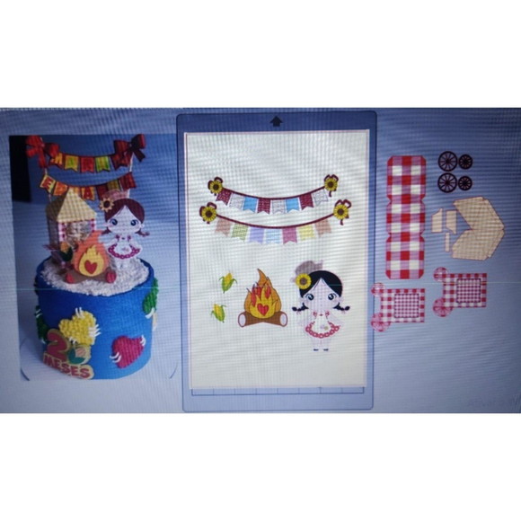 Arquivo de Corte Topo de Bolo Junino Menina Camadas #2396 - Imagem 2