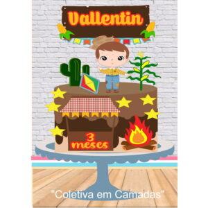 Arquivo de Corte Topo de Bolo Junino Menino Camadas #2385