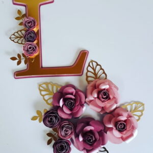 Arquivo de corte Topo de bolo Letra + Flores
