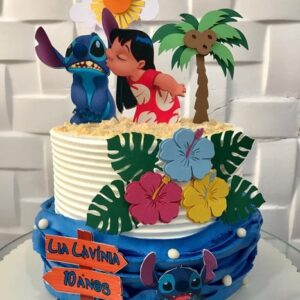 Arquivo de Corte Topo de Bolo Lilo e Stitch Flores